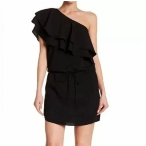 EUC SZ S Haute Hippie Ruffled One Shoulder Mini Dress - Picture 1 of 7